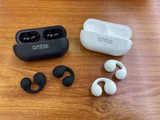 Ambie Wireless Ear Clip Fones de ouvido de condução óssea 2023 Atualização Fones de ouvido abertos Fones de ouvido sem fio 5.2 Bluetooth para corrida, esportes, ciclismo, direção